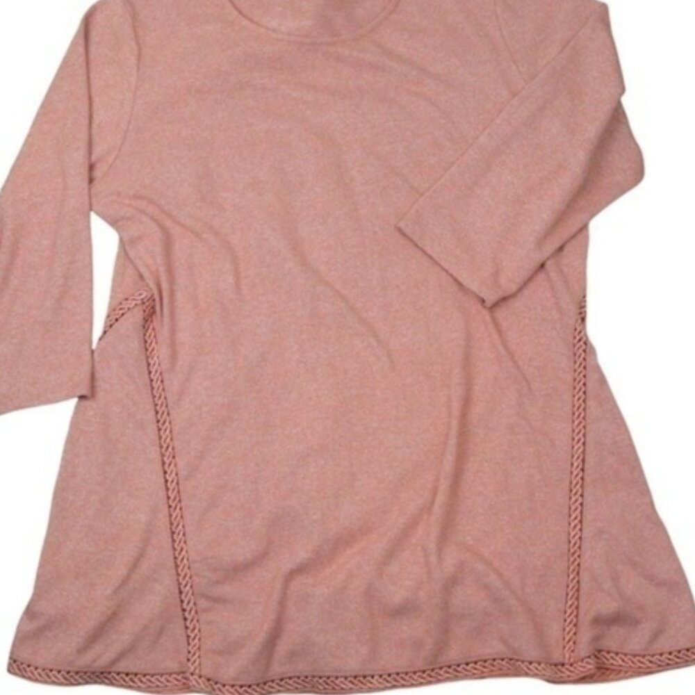 Simply Noelle Blush Lightweight Tunic Style Sweater, XXL (16-18)